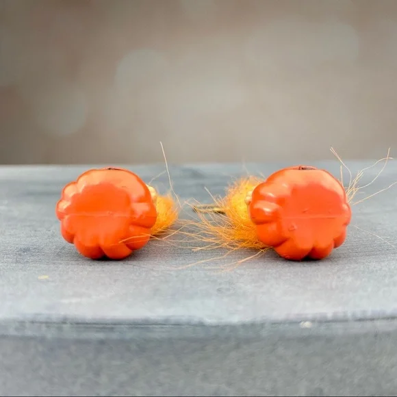 VINTAGE 🌸 90s Halloween Pumpkin Troll Doll Drop Earrings Russ Toys Trolls - Picture 3 of 4
